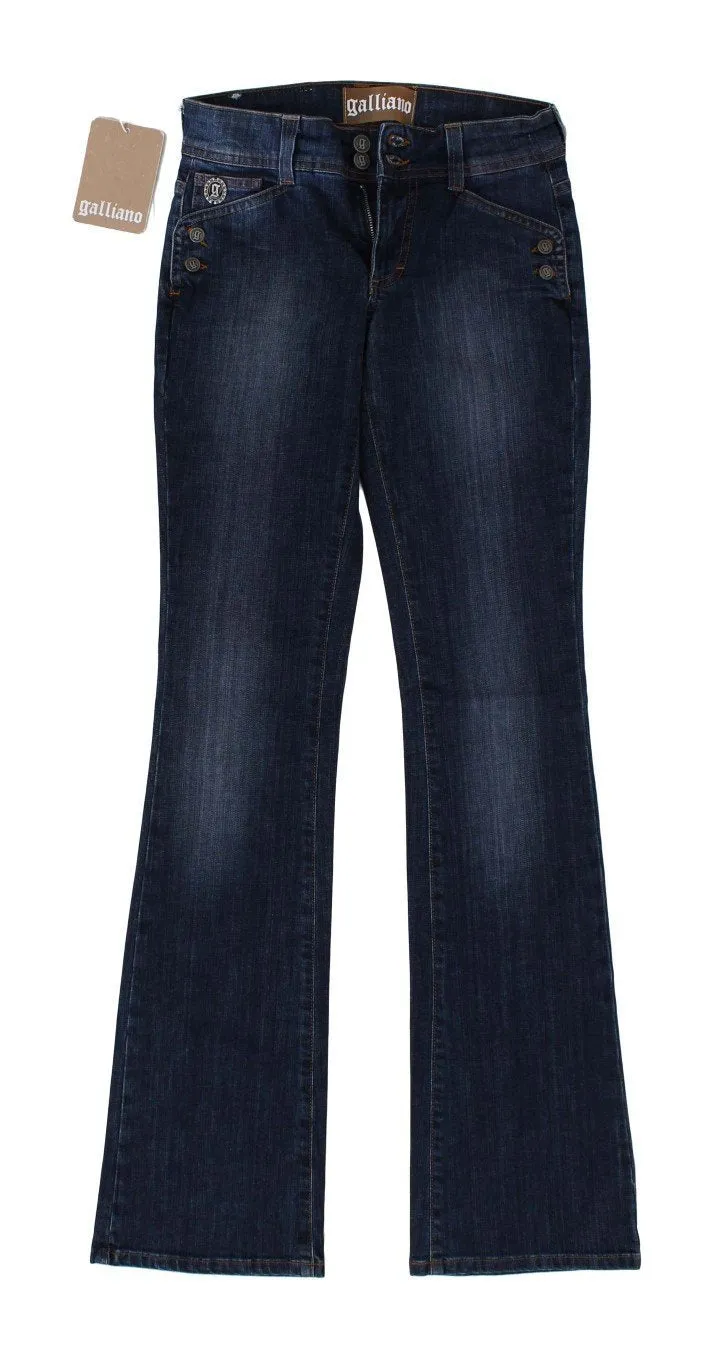 Blue Wash Boot Cut Flair Stretch Cotton Jeans