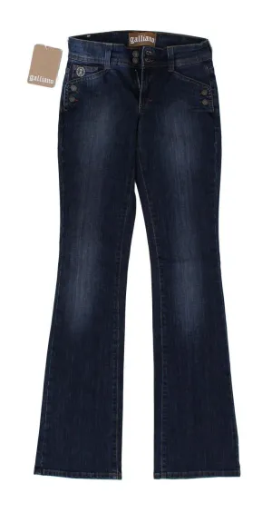 Blue Wash Boot Cut Flair Stretch Cotton Jeans