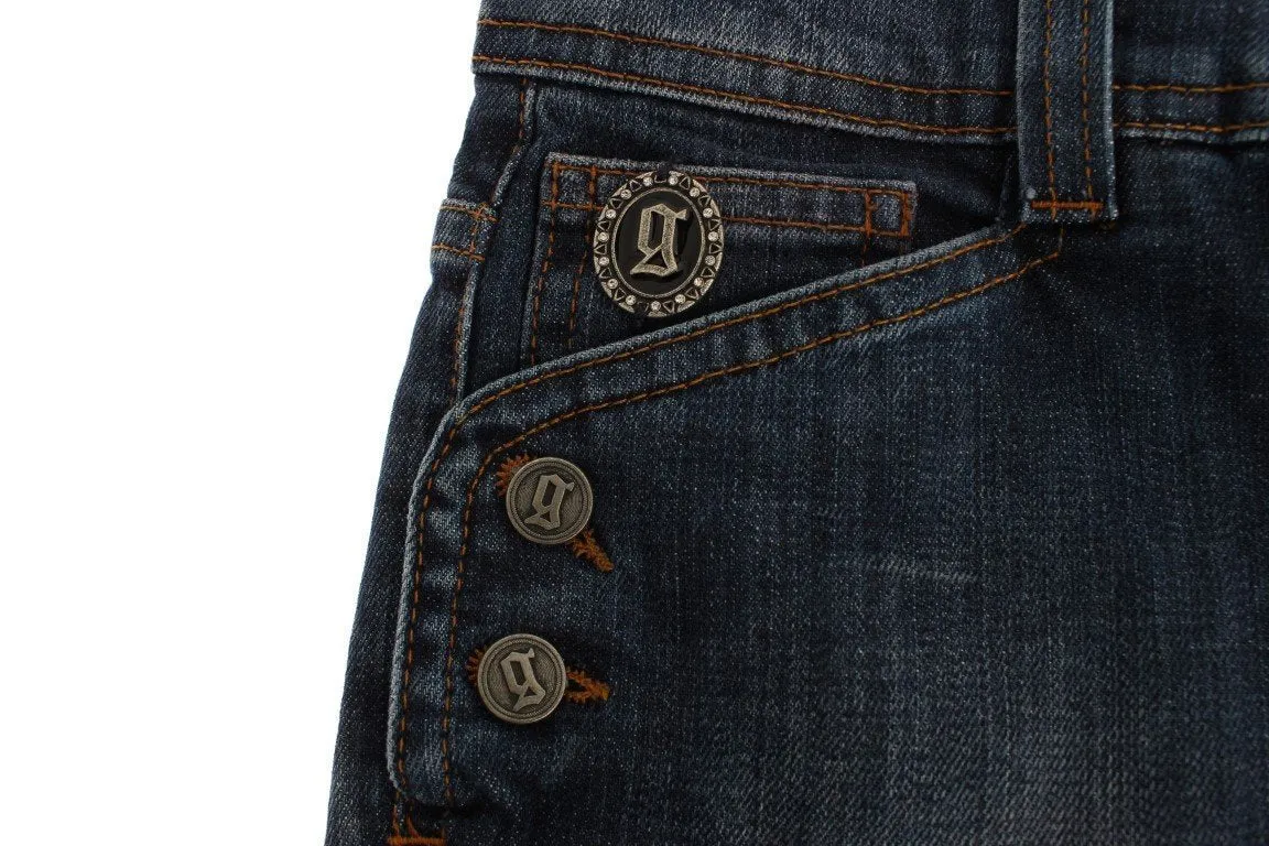 Blue Wash Boot Cut Flair Stretch Cotton Jeans