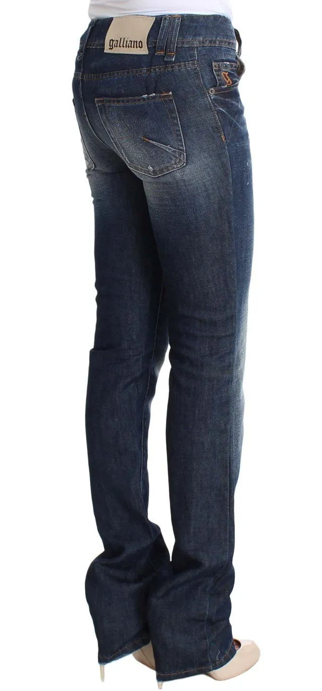 Blue Wash Flare Boot Cotton Lenin Denim Jeans