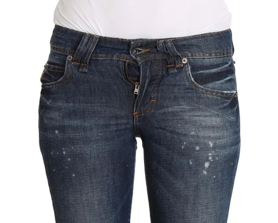 Blue Wash Flare Boot Cotton Lenin Denim Jeans