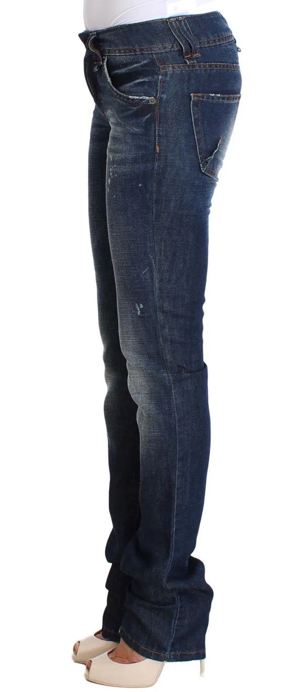 Blue Wash Flare Boot Cotton Lenin Denim Jeans