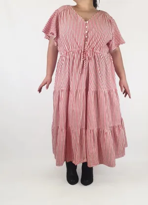 Boho Australia red and white striped dress size XXXL