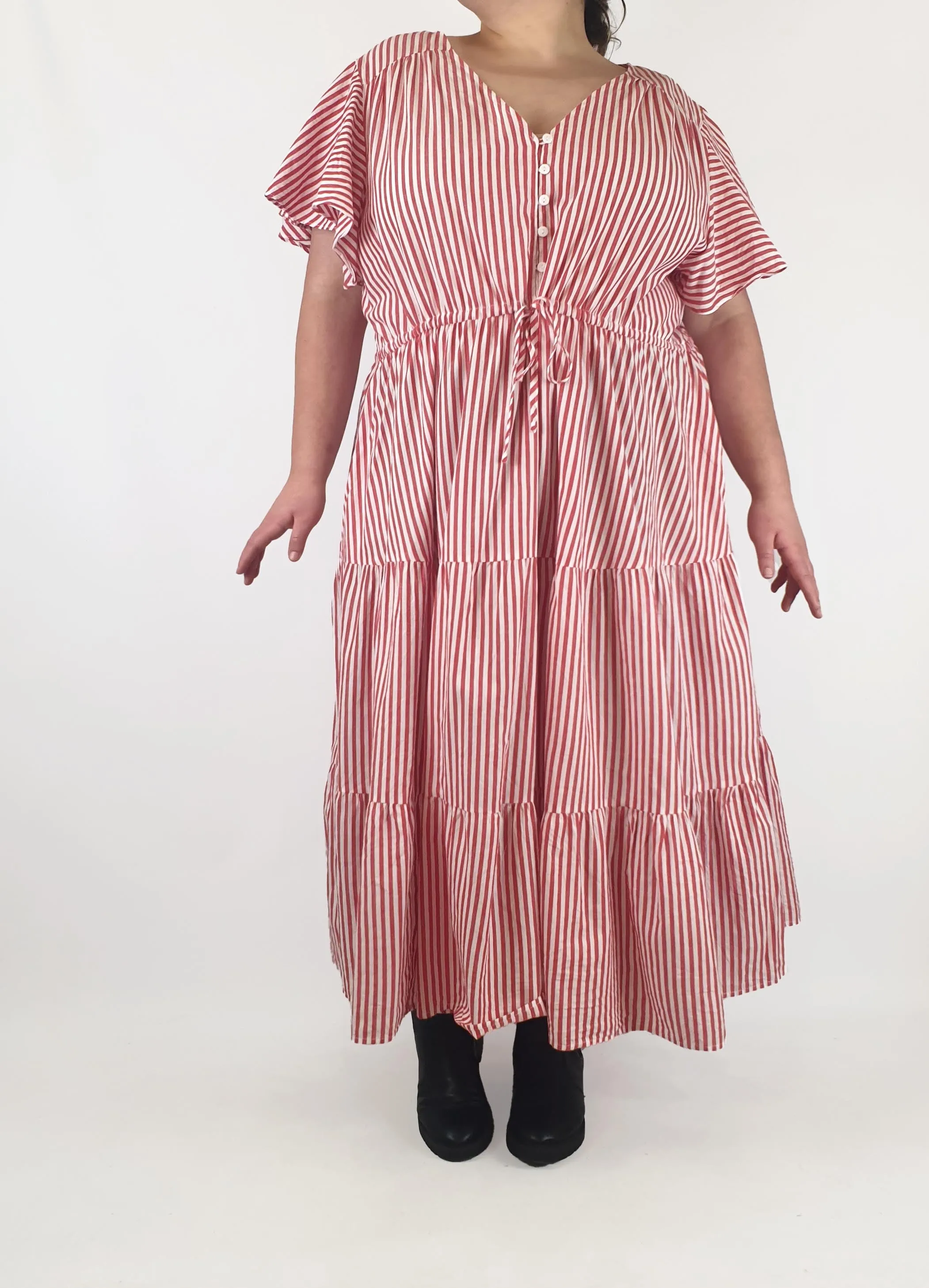 Boho Australia red and white striped dress size XXXL