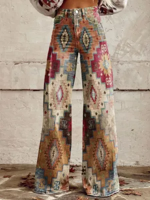 Boho Chic Aztec  | Vintage Flared Pants