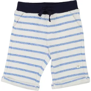 Boys White and Blue cotton Bermuda Shorts