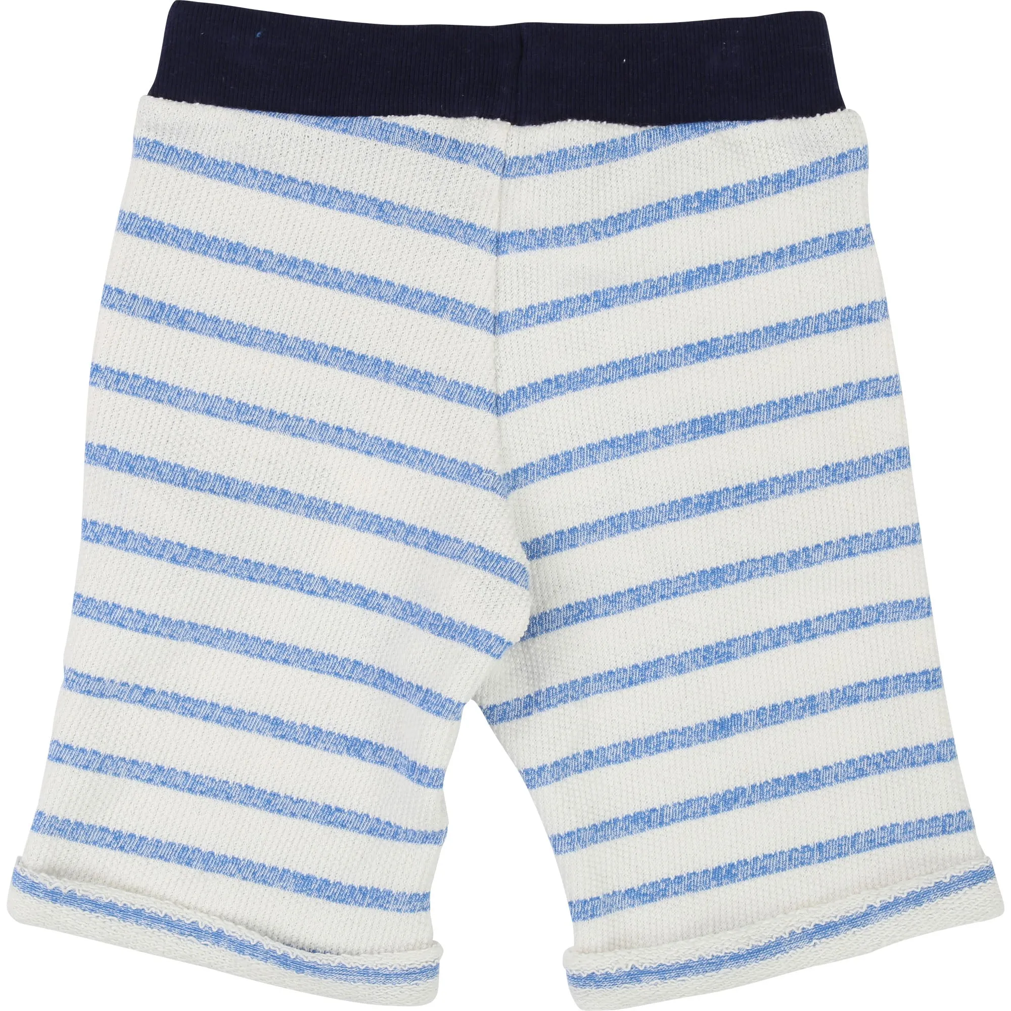 Boys White and Blue cotton Bermuda Shorts