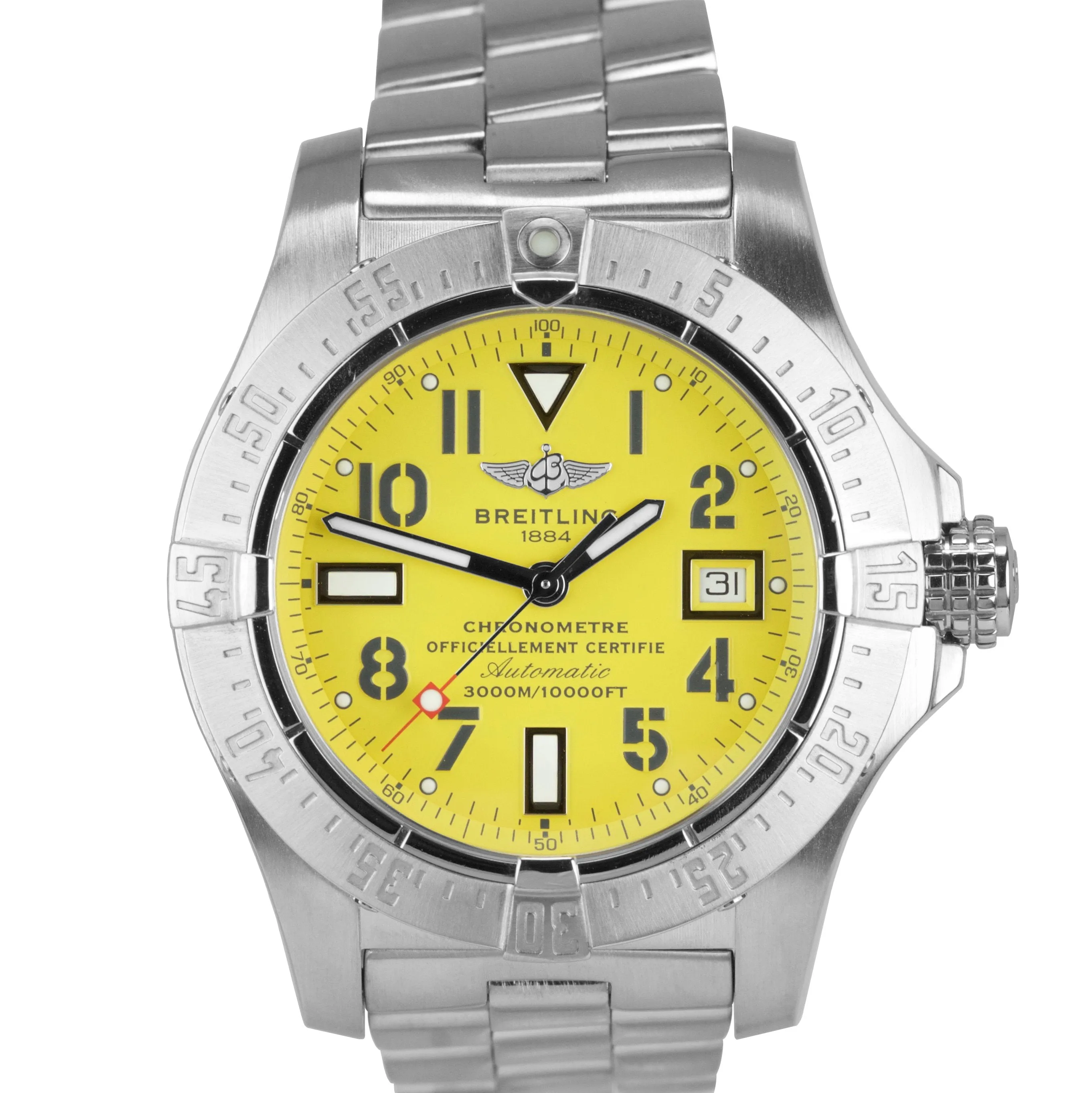 Breitling Avenger Seawolf Yellow 45mm Automatic Stainless Date Watch A17330