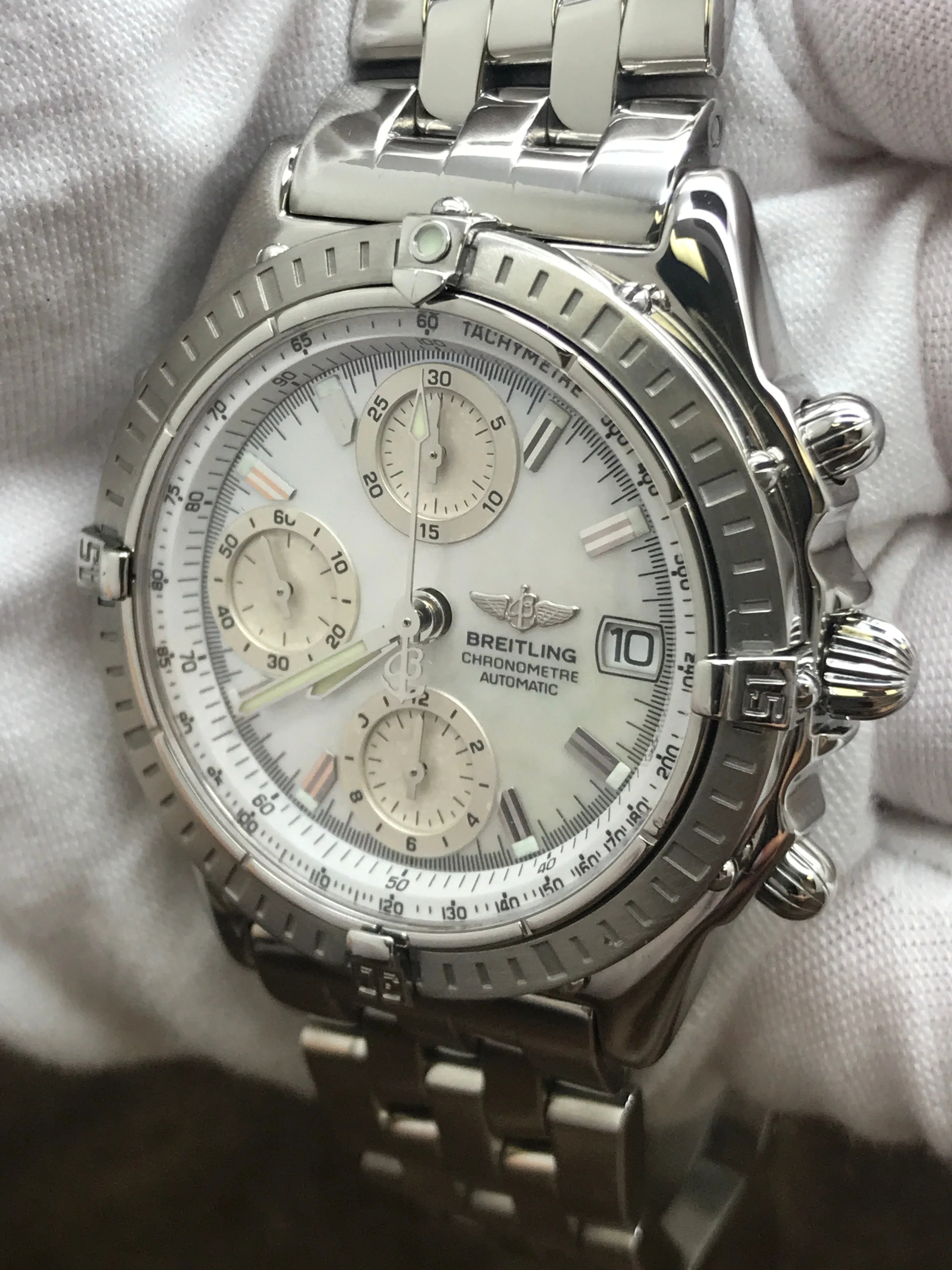 Breitling Chronomat 39mm A13352 Mother of Pearl Dial Automatic Men's Watch
