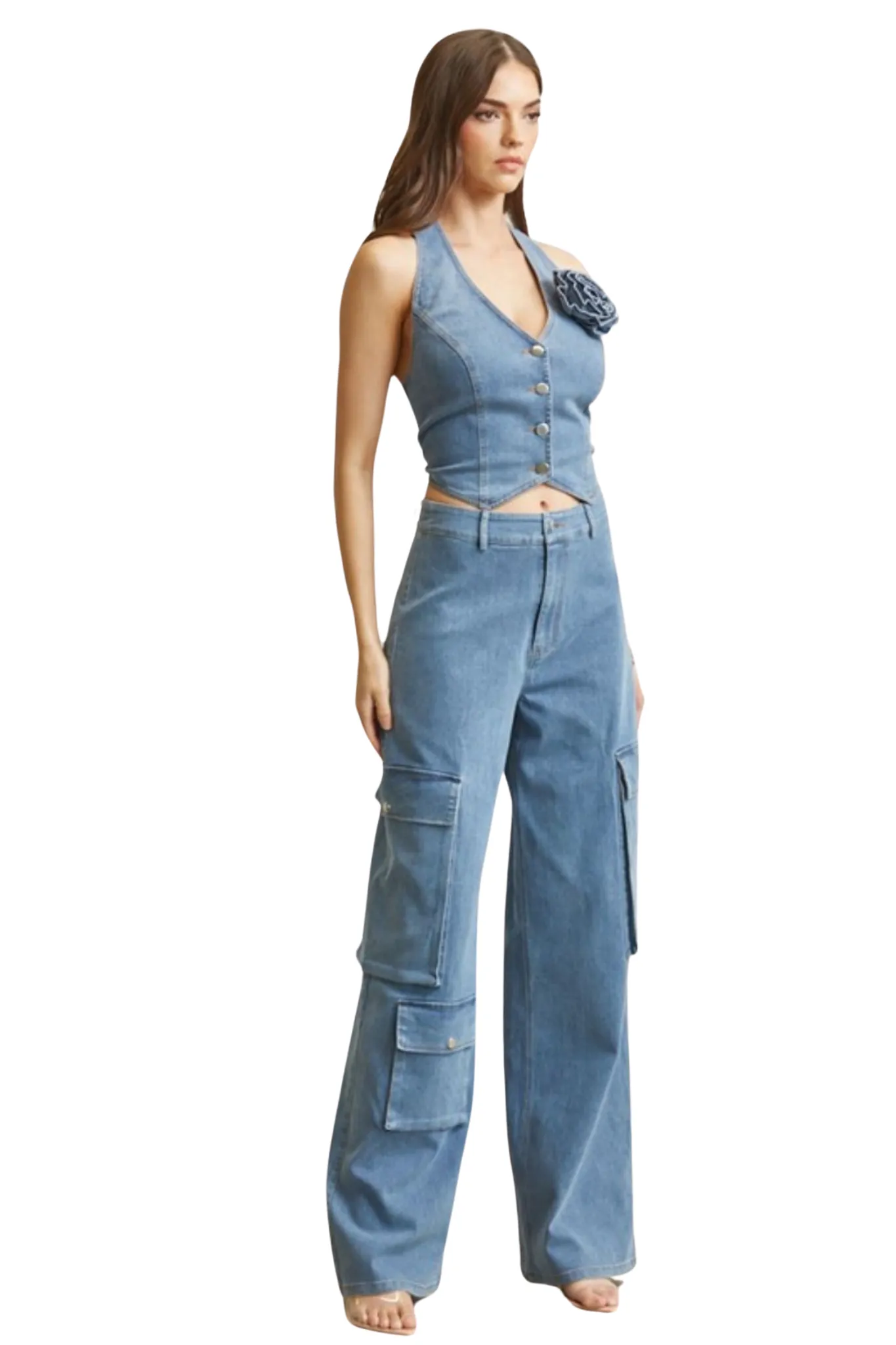 Brielle Denim Pants Set