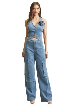 Brielle Denim Pants Set