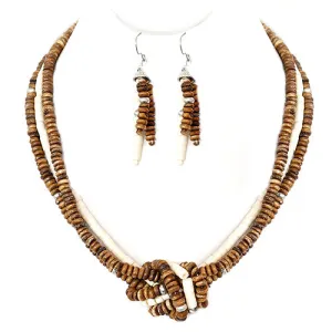 BRW/NAT NECKLACE & EARRINGS SET #NE44610_BRW (SC2)