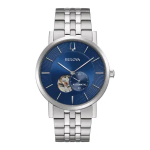 Bulova American Clipper Classic Mens Automatic Stainless Steel Blue Dial Watch