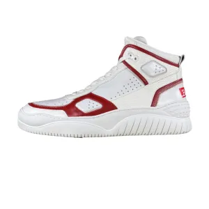 Buscemi Men's Basket White/Red Leather High Top Sneakers
