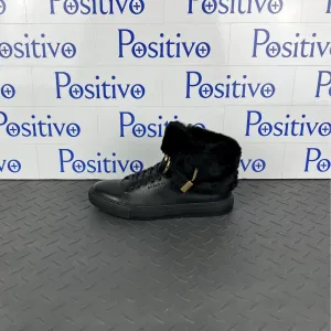Buscemi Women's 100MM Rabbit Black Leather/Fur Sneakers