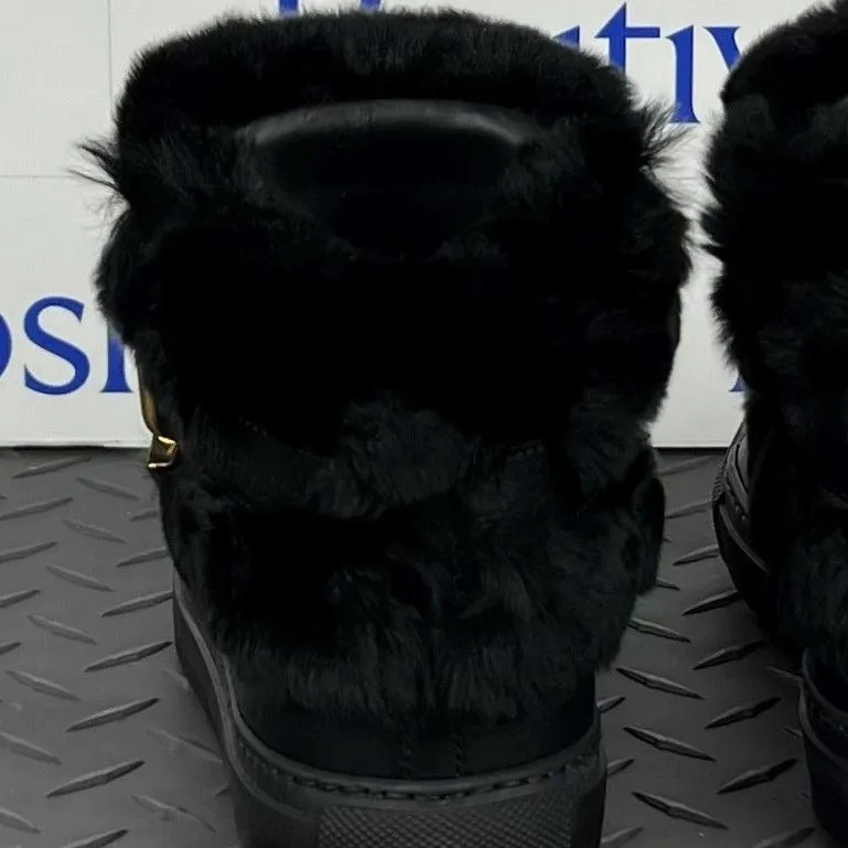 Buscemi Women's 100MM Rabbit Black Leather/Fur Sneakers