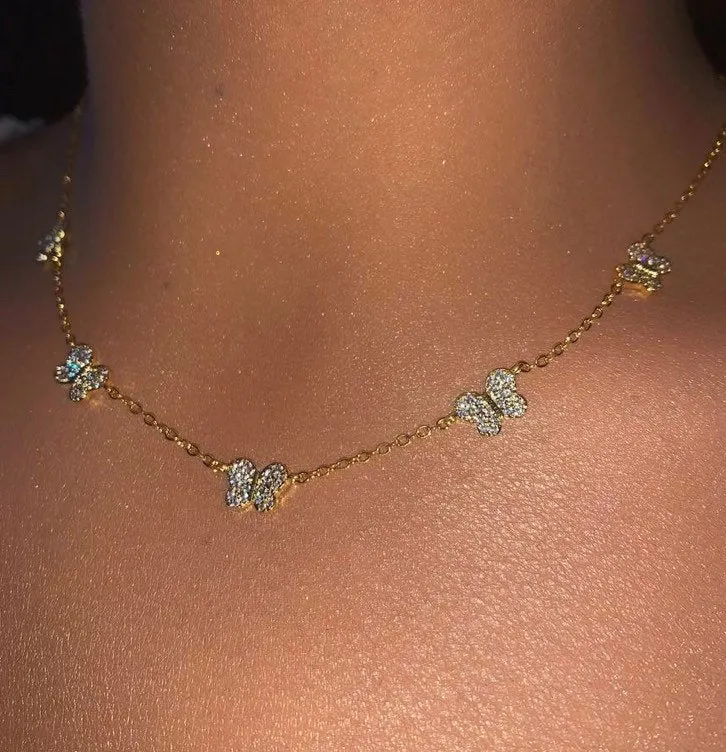Butterfly Necklace, butterfly pendant necklace , butterfly choker, charm butterfly necklace ,gold butterfly choker