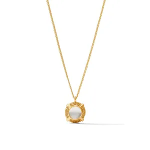 CABOCHON SOLITAIRE NECKLACE-IRIDESCENT CLEAR CRYSTAL