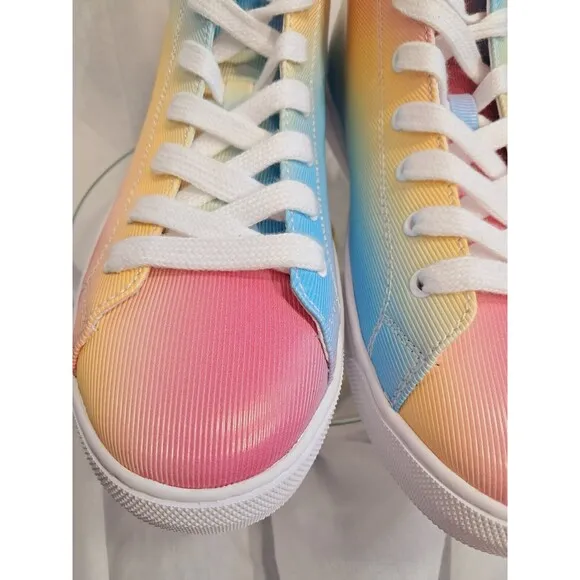 CALVIN KLEIN Women's Multi Color Rainbow  GIGI High Top Sneakers 9M