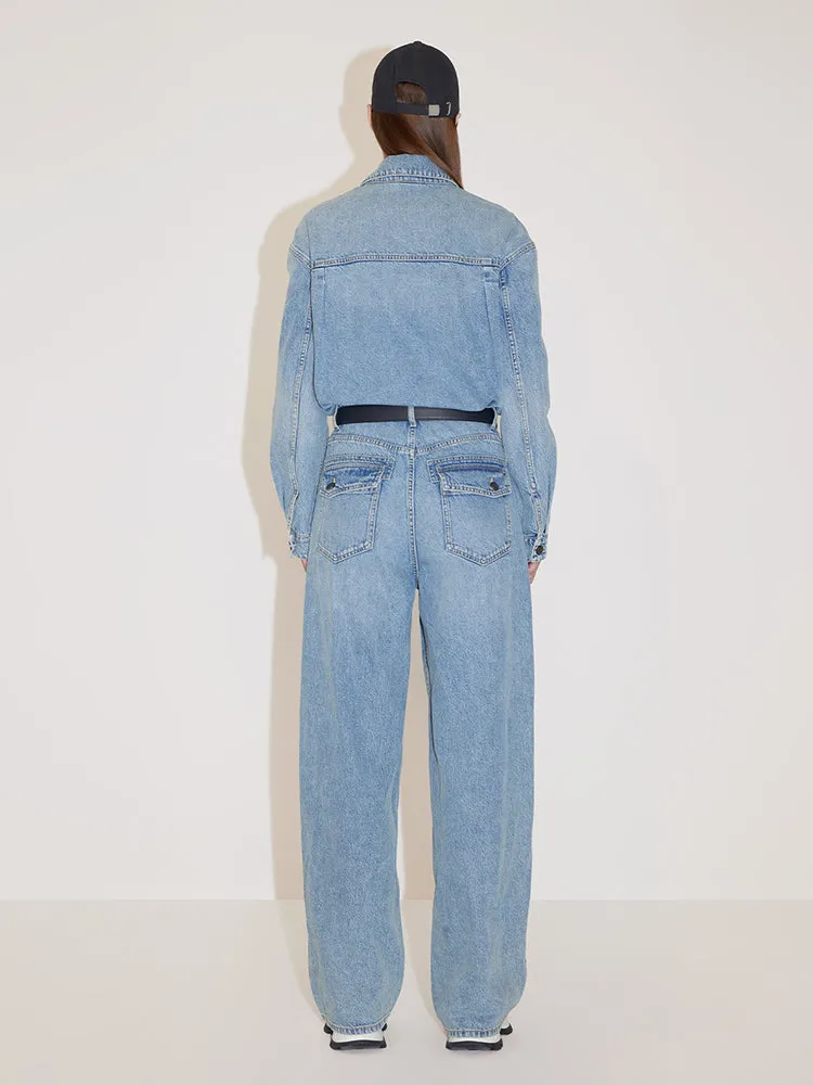 Cargo Style Denim Jumpsuit