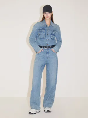 Cargo Style Denim Jumpsuit