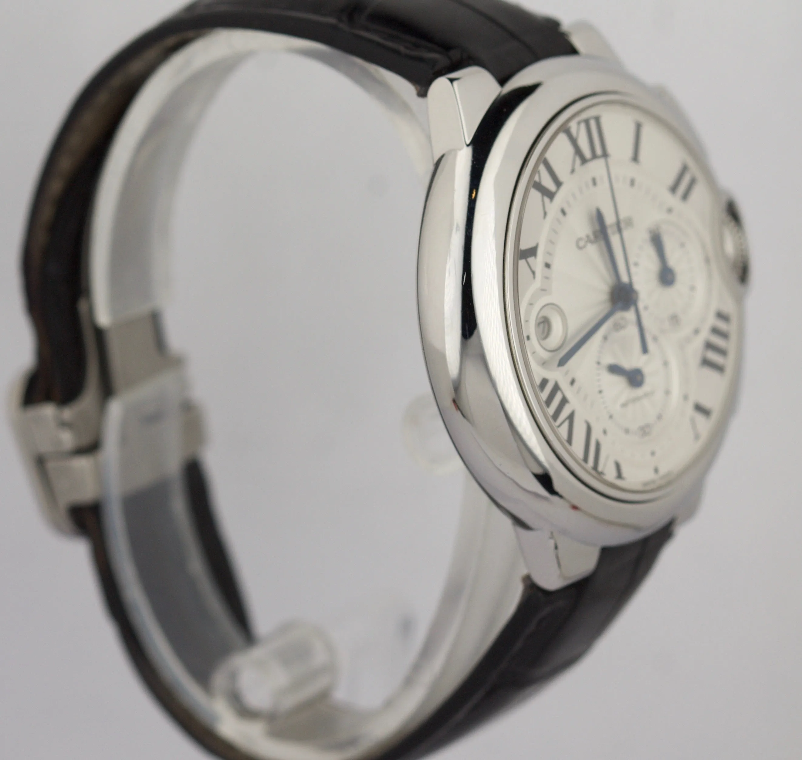 Cartier Ballon Bleu Chronograph 44mm Silver Roman Numeral Automatic 3109 Watch