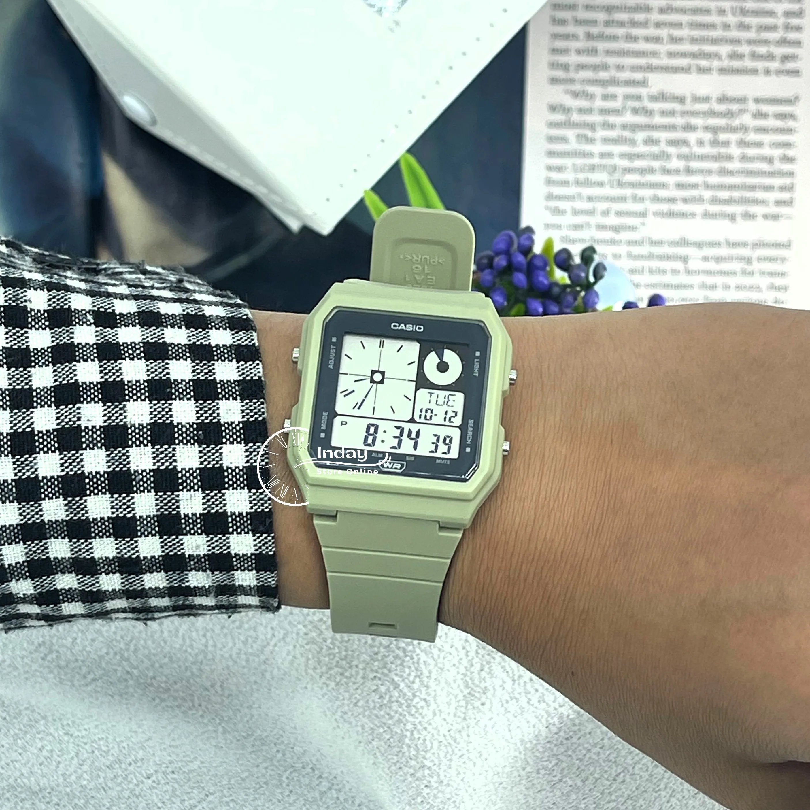 Casio Digital Unisex Watch LF-20W-3A Green Color Resin Strap