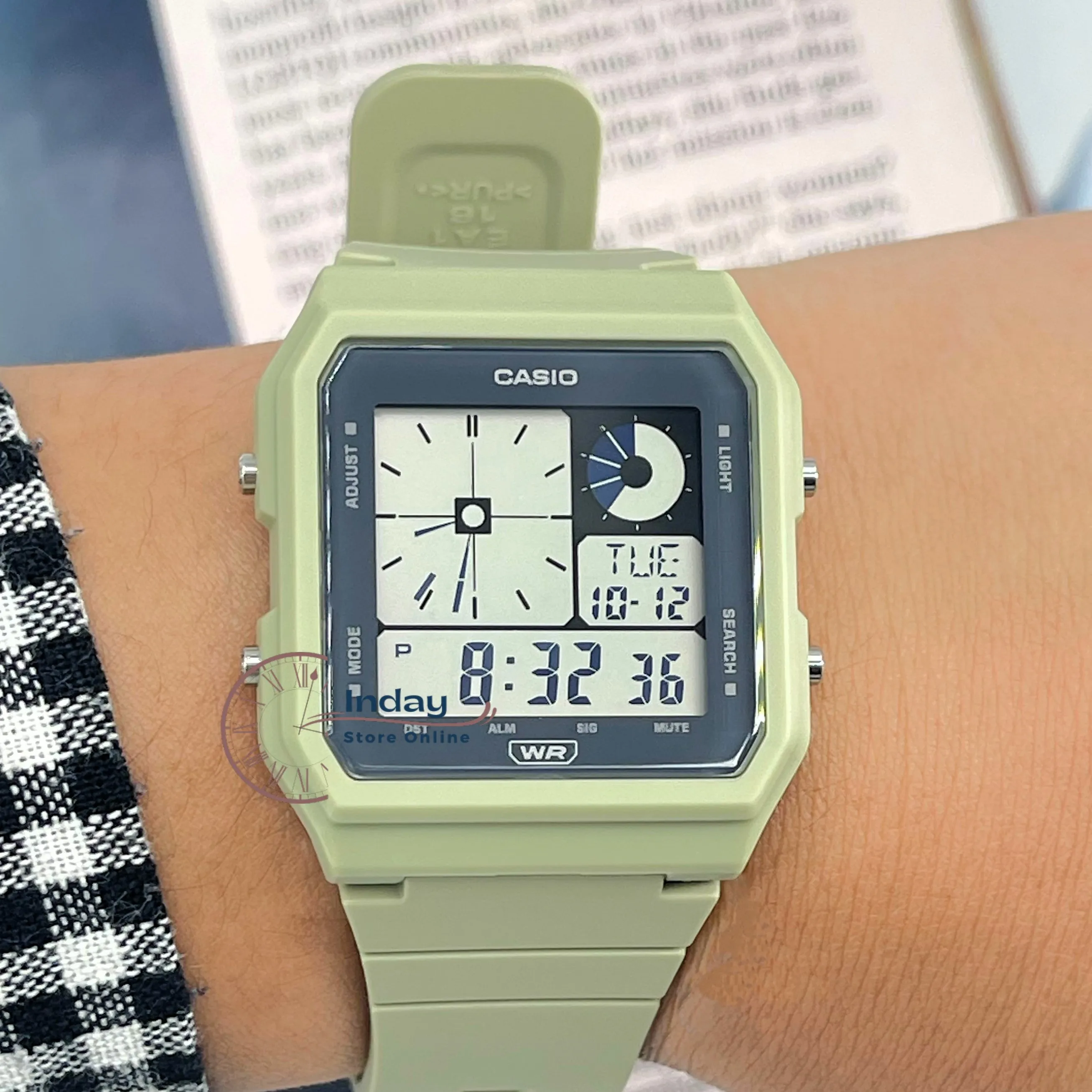 Casio Digital Unisex Watch LF-20W-3A Green Color Resin Strap