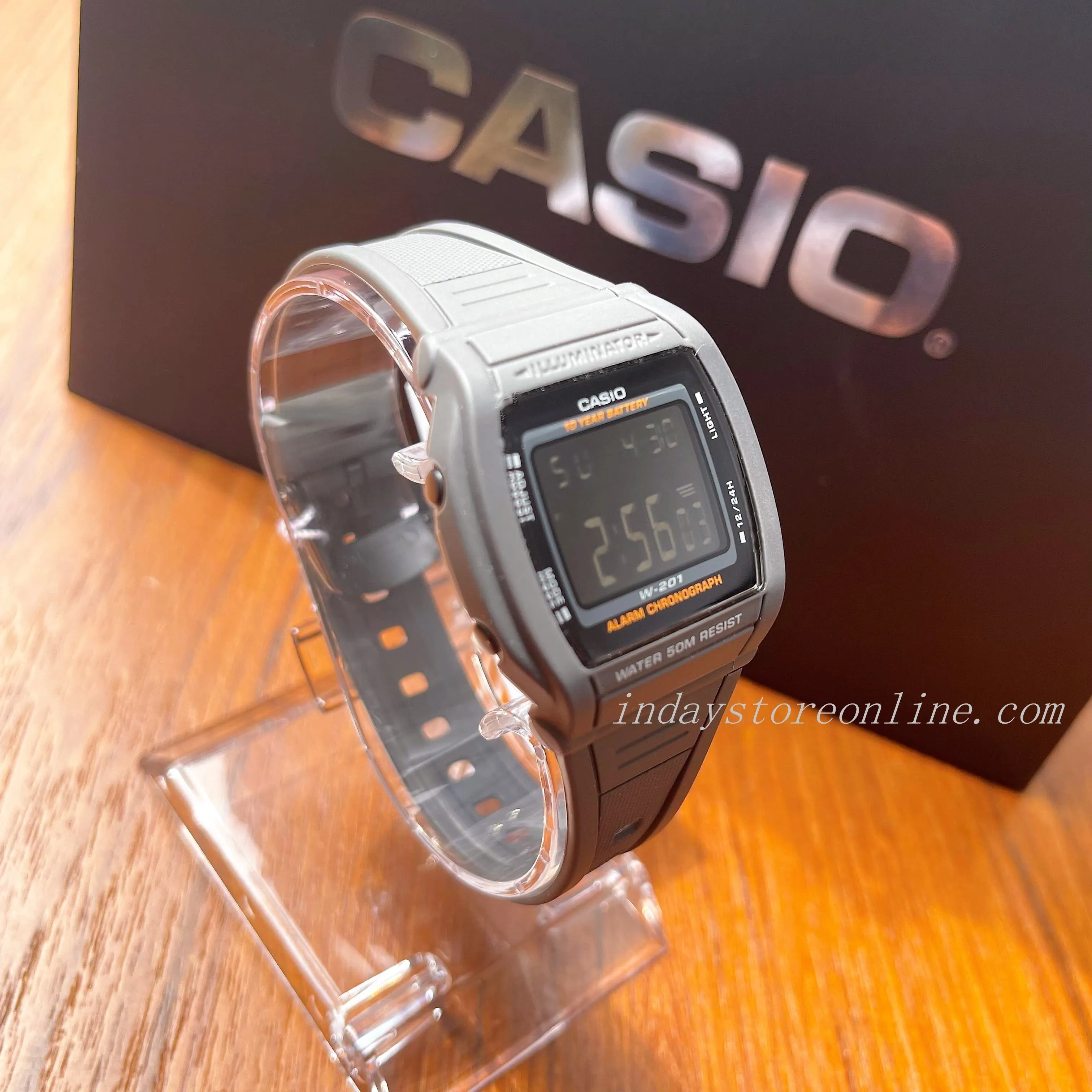 Casio Digital Unisex Watch W-201-1B Digital Sporty Design Resin Band Resin Glass Battery Life: 10 Years