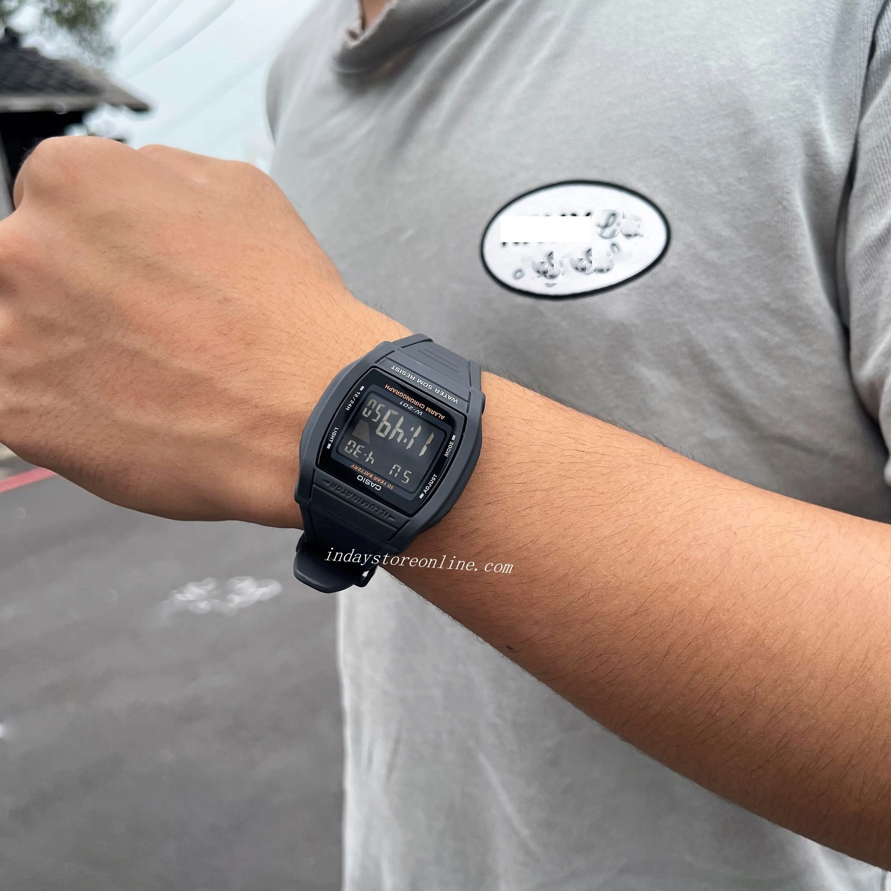 Casio Digital Unisex Watch W-201-1B Digital Sporty Design Resin Band Resin Glass Battery Life: 10 Years