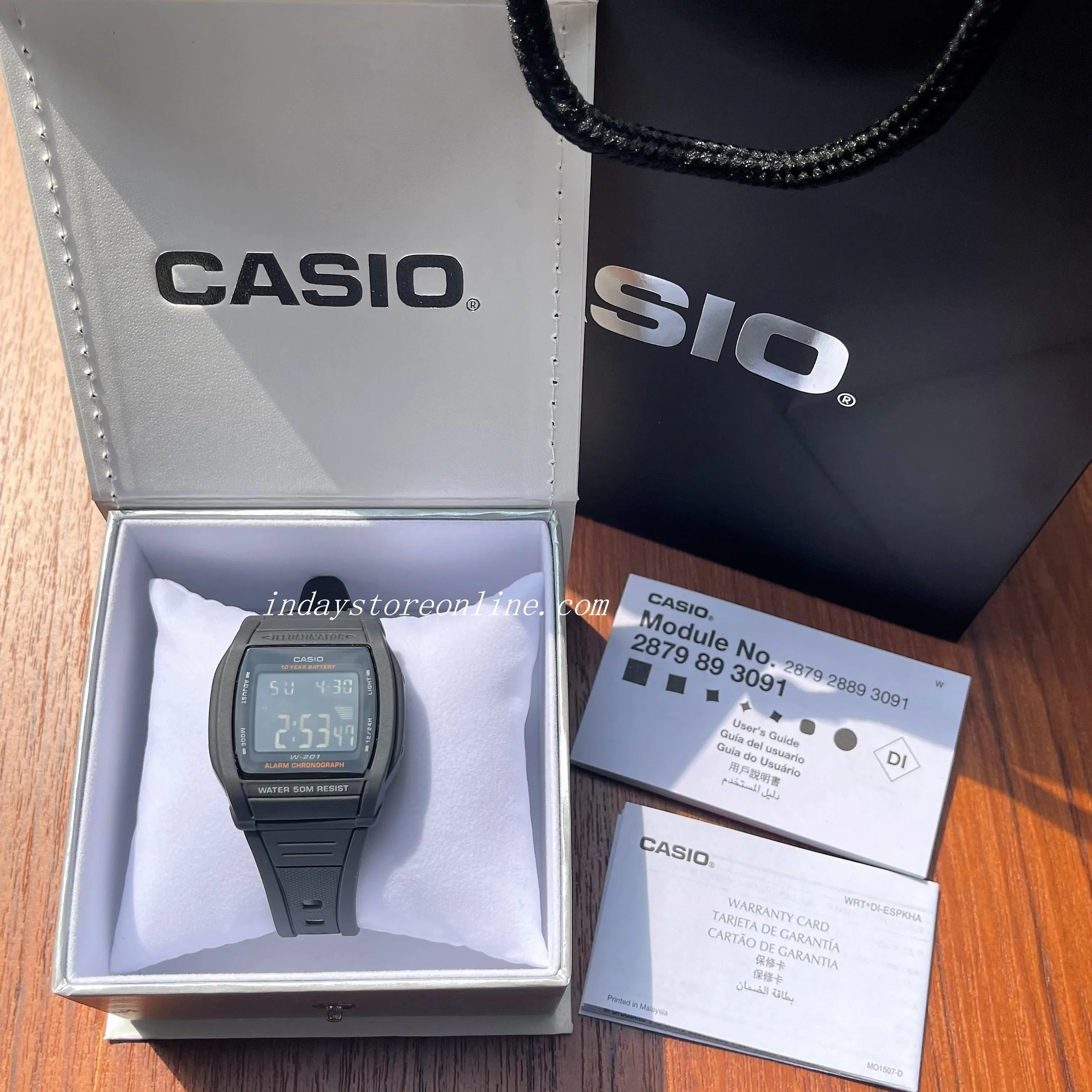 Casio Digital Unisex Watch W-201-1B Digital Sporty Design Resin Band Resin Glass Battery Life: 10 Years
