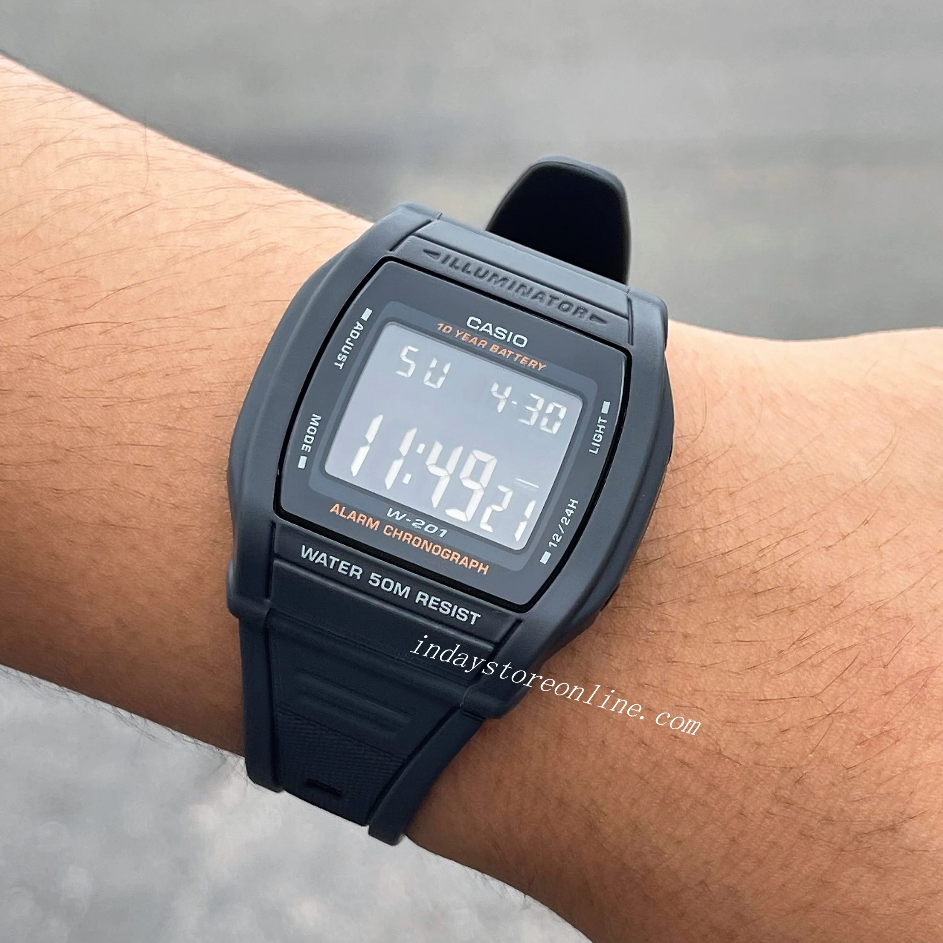 Casio Digital Unisex Watch W-201-1B Digital Sporty Design Resin Band Resin Glass Battery Life: 10 Years