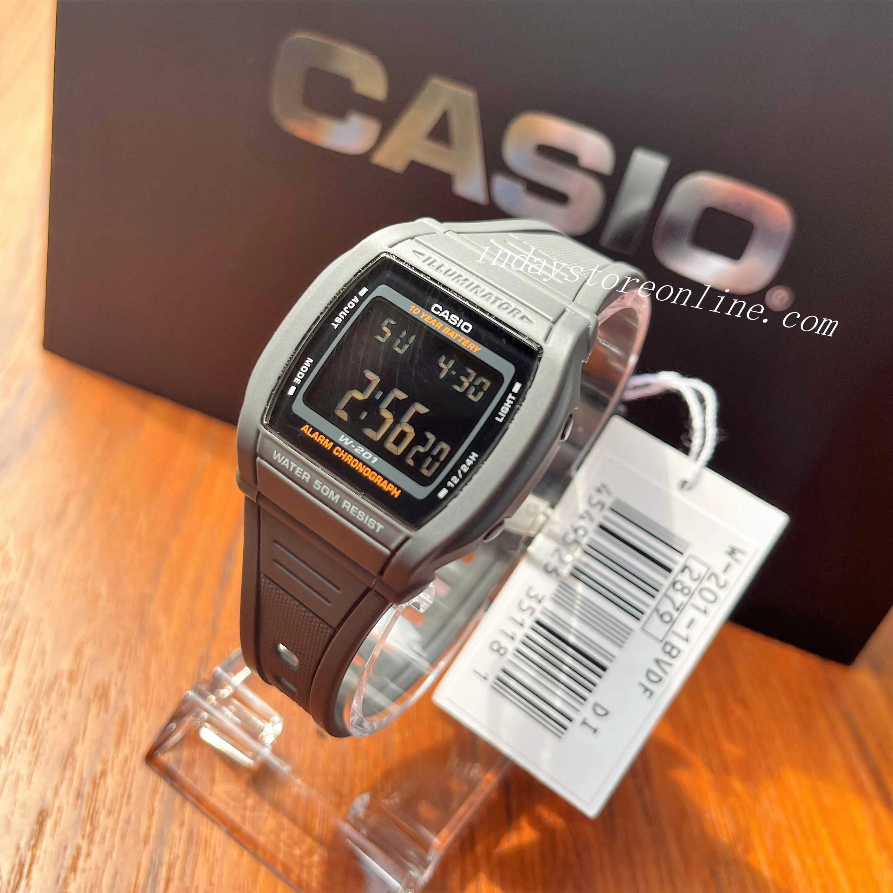 Casio Digital Unisex Watch W-201-1B Digital Sporty Design Resin Band Resin Glass Battery Life: 10 Years