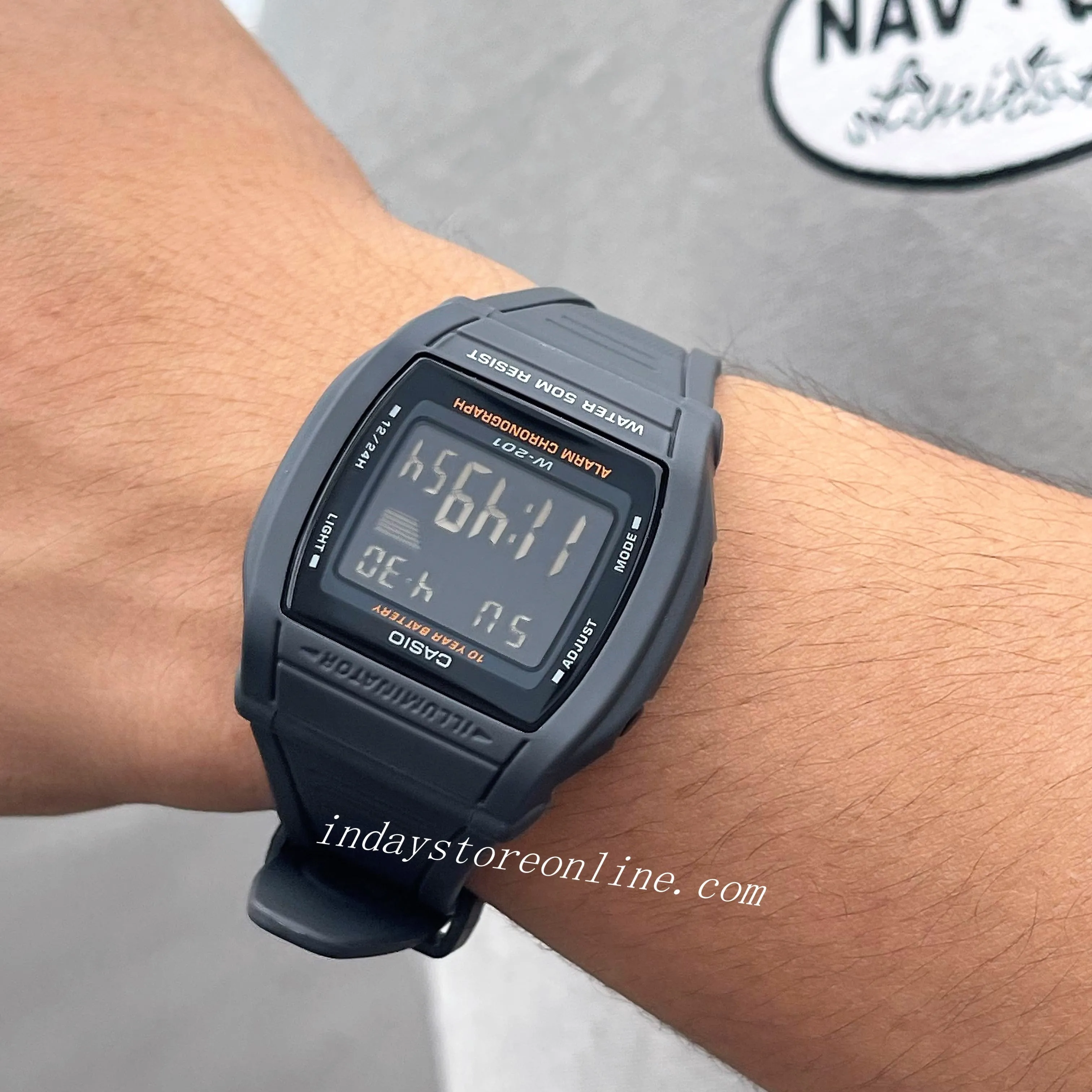 Casio Digital Unisex Watch W-201-1B Digital Sporty Design Resin Band Resin Glass Battery Life: 10 Years