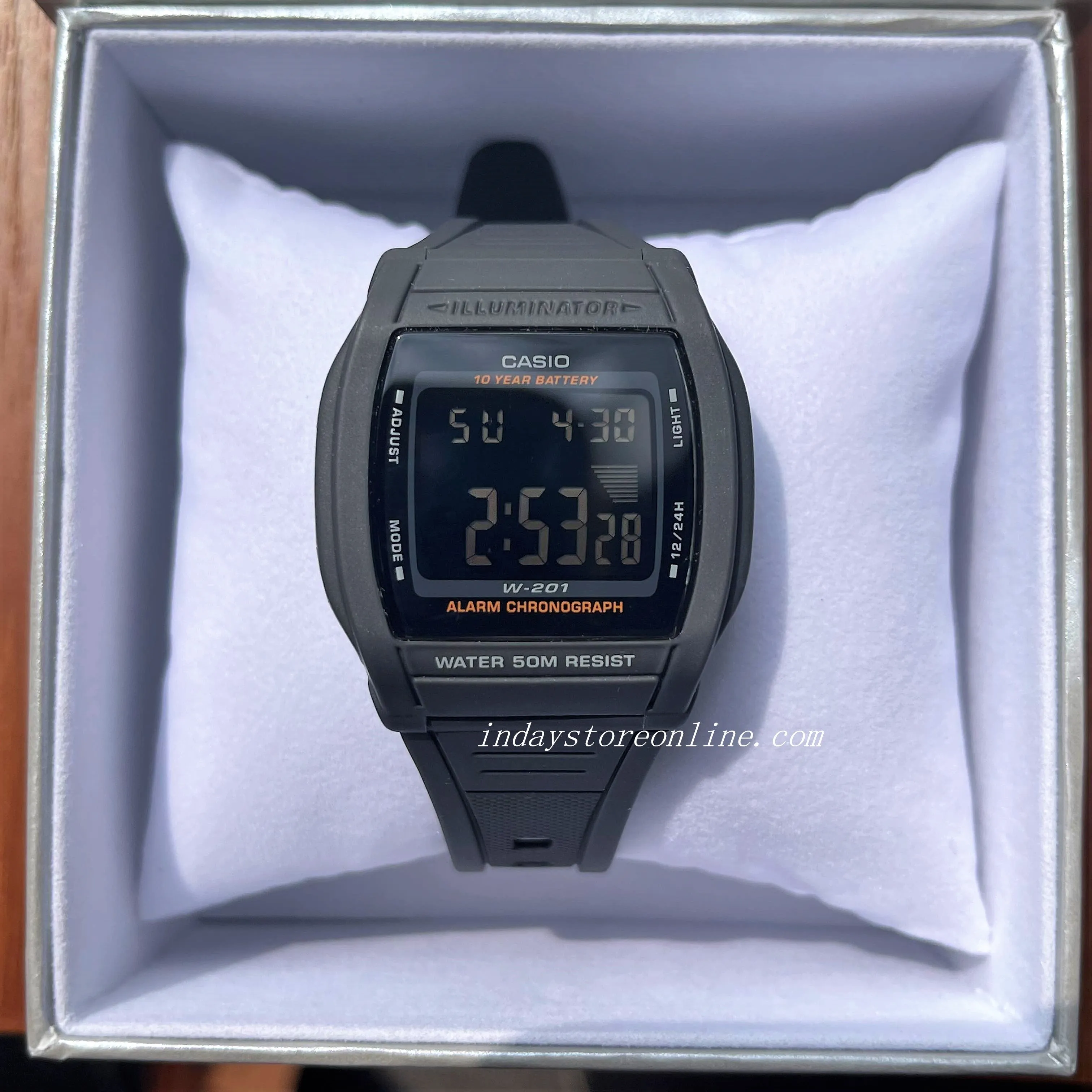 Casio Digital Unisex Watch W-201-1B Digital Sporty Design Resin Band Resin Glass Battery Life: 10 Years