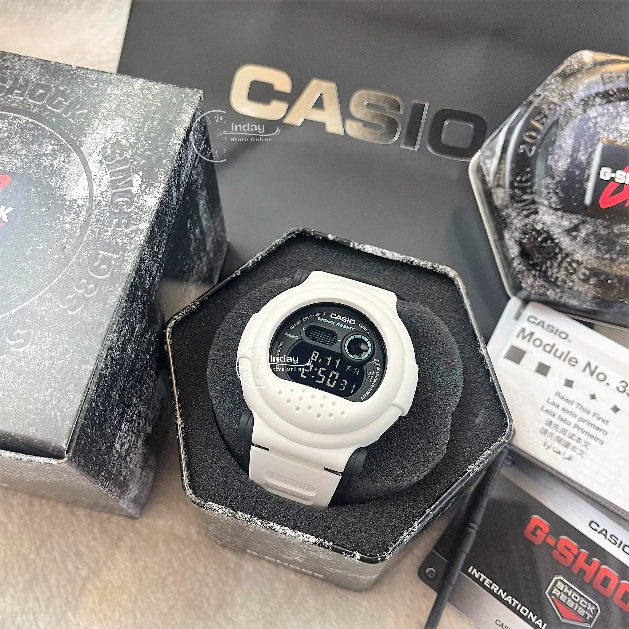 Casio G-Shock Men's Watch G-B001SF-7 Digital DW-001 Series Clean White Design Sci-Fi Series
