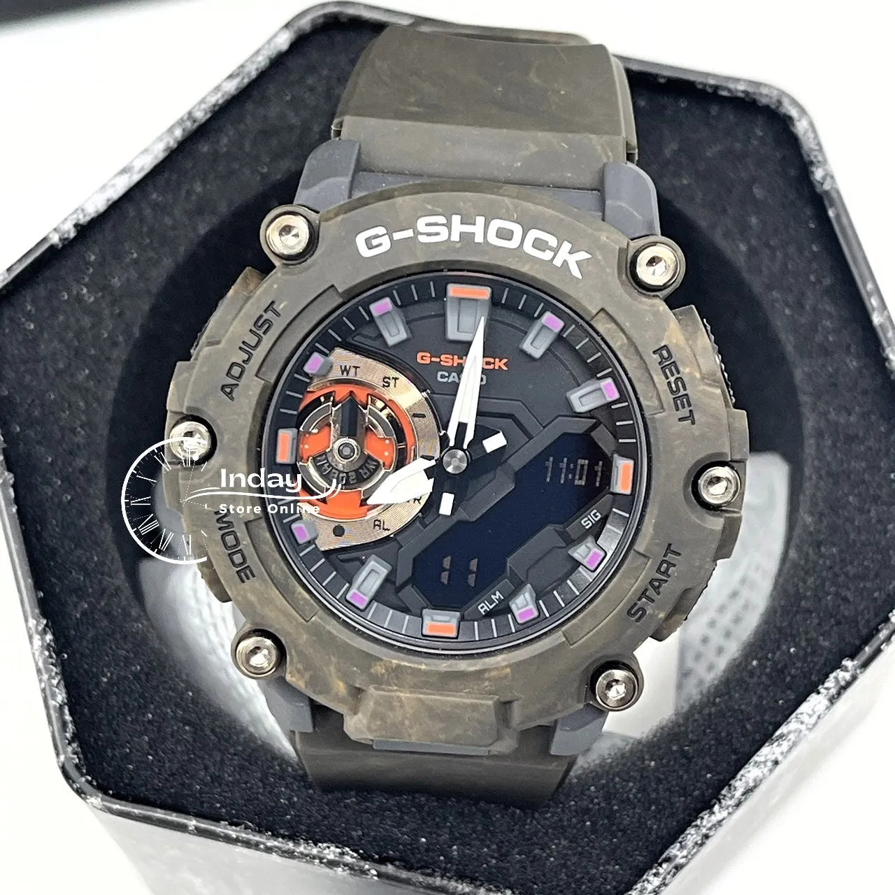 Casio G-Shock Men's Watch GA-2200MFR-5A Analog-Digital GA-2200 Mystic Forest Series Sporty Design Carbon Core Guard Structure