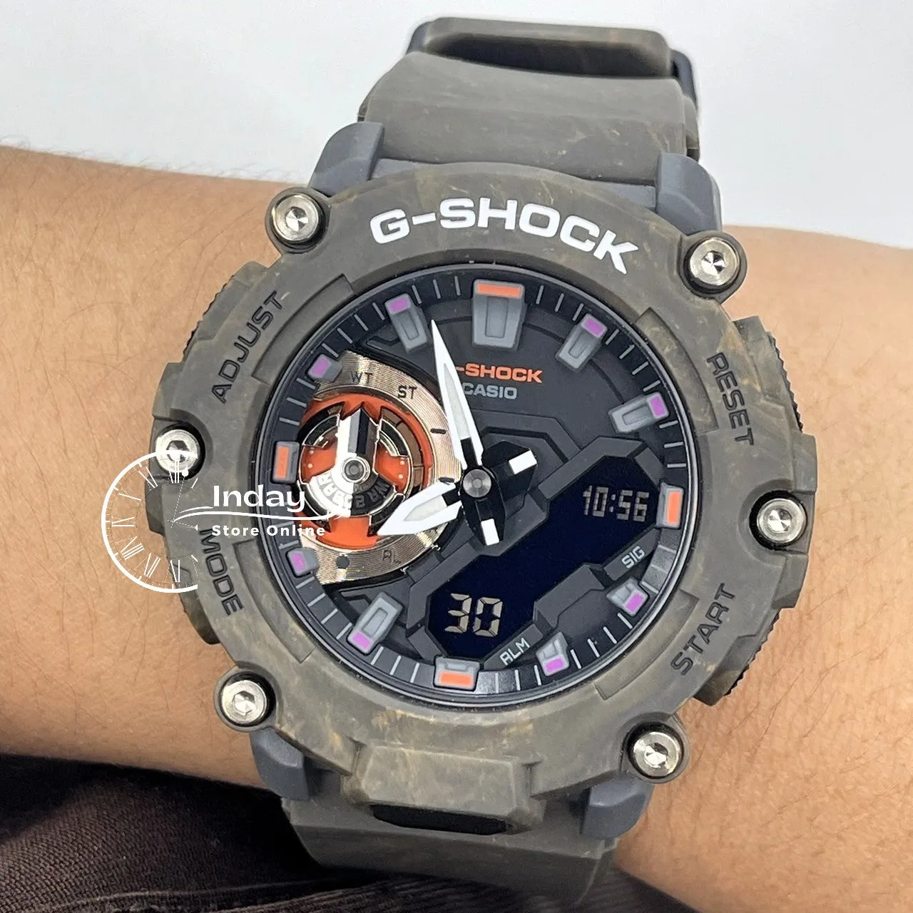 Casio G-Shock Men's Watch GA-2200MFR-5A Analog-Digital GA-2200 Mystic Forest Series Sporty Design Carbon Core Guard Structure
