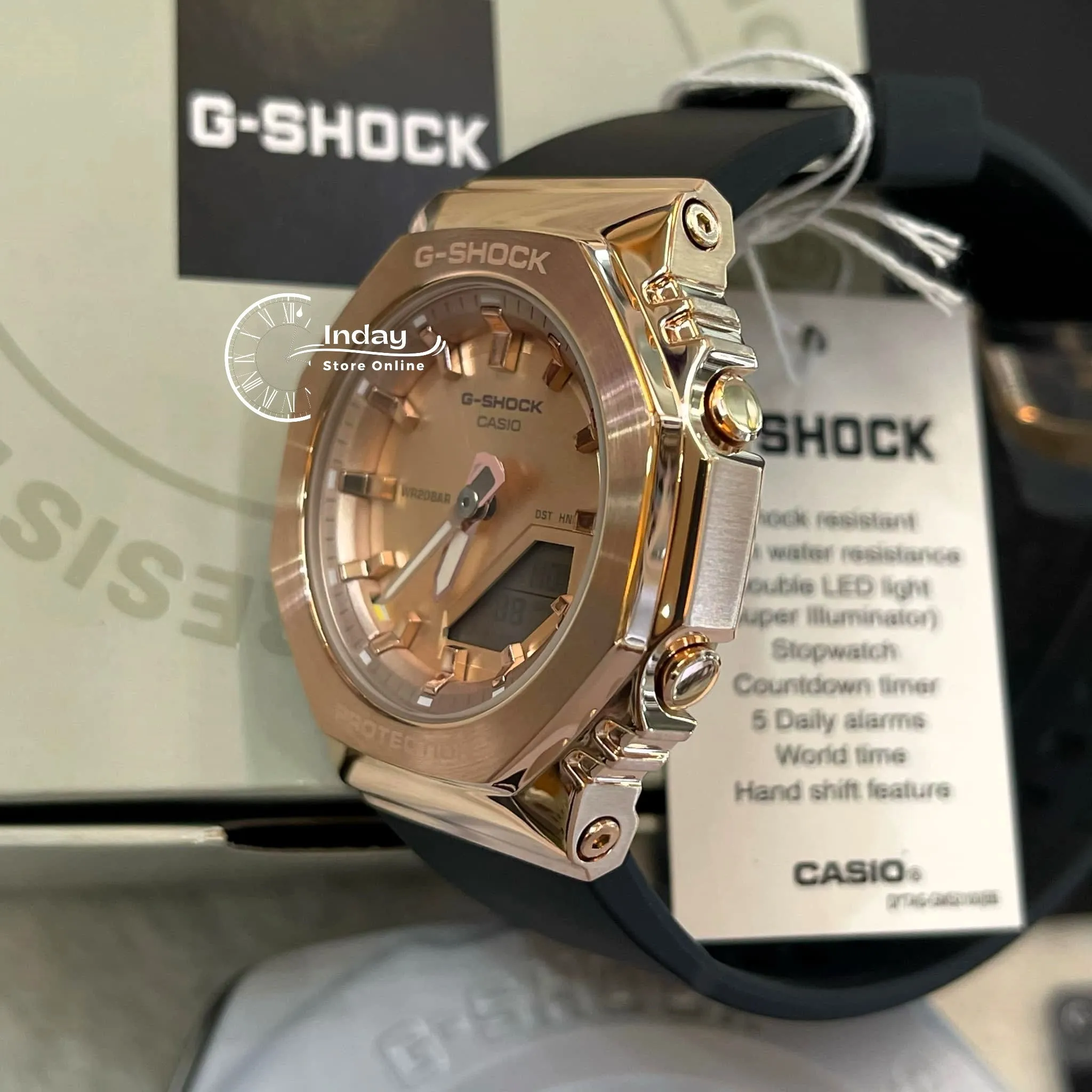 Casio G-Shock Women's Watch GM-S2110PG-1A4 Resin Band Mineral Glass Shock Resistant
