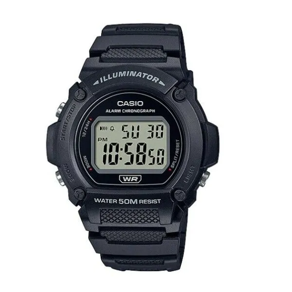 Casio Illuminator Black Silicone Strap Strap Digital Dial Quartz Watch for Gents - W-219H-1AVDF
