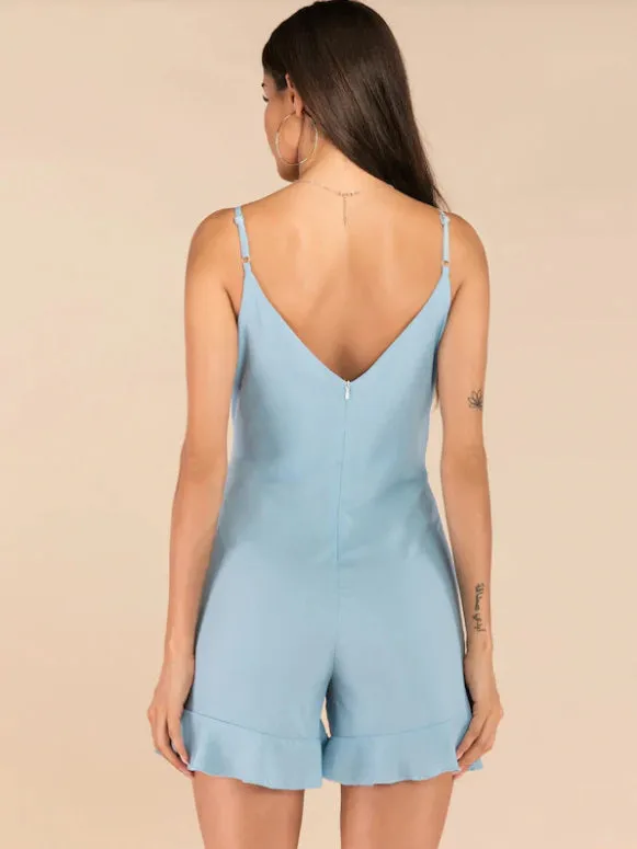 Casual Sky Blue Sling Ruffled Jumpsuit