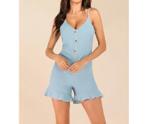 Casual Sky Blue Sling Ruffled Jumpsuit
