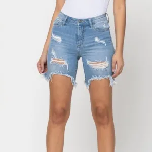 🔥CELLO🔥HIGH RISE DISTRESSED DENIM SHORTS