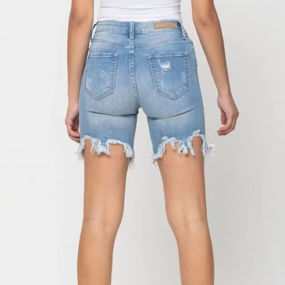 🔥CELLO🔥HIGH RISE DISTRESSED DENIM SHORTS