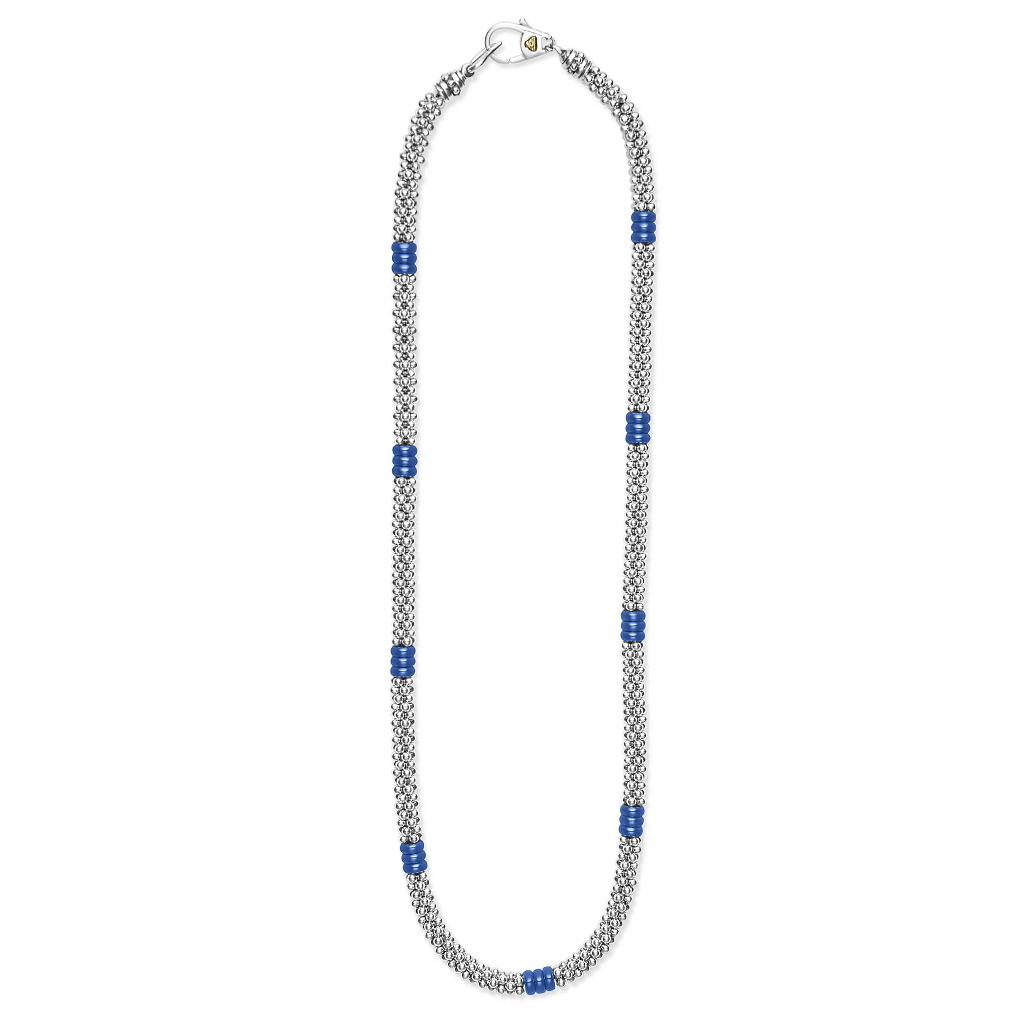 Ceramic Three Bead Station Caviar Necklace