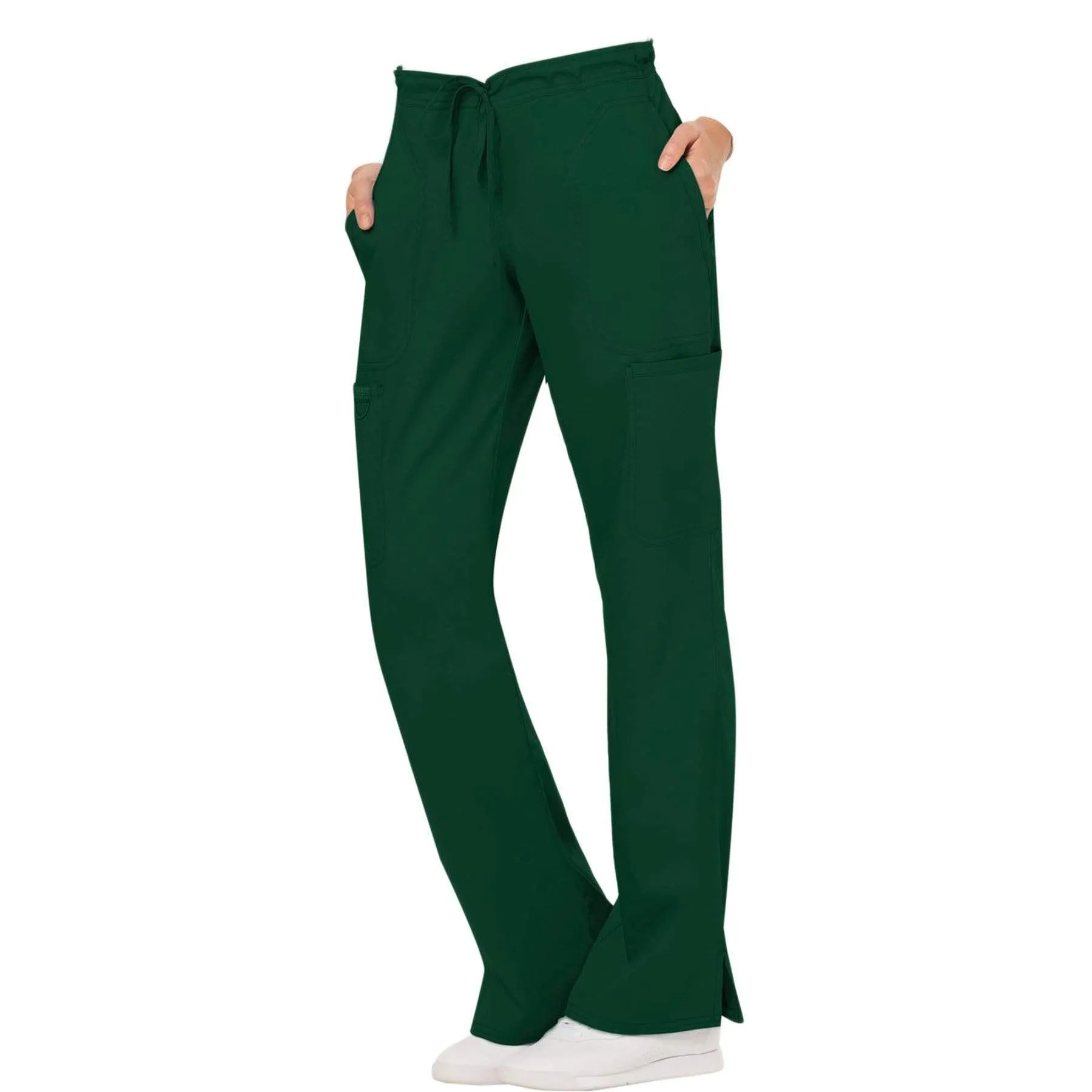 Cherokee Revolution WW120 Scrubs Pants Womens Mid Rise Flare Drawstring Hunter Green