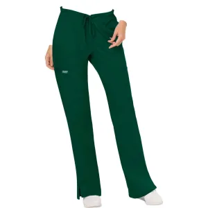 Cherokee Revolution WW120 Scrubs Pants Womens Mid Rise Flare Drawstring Hunter Green