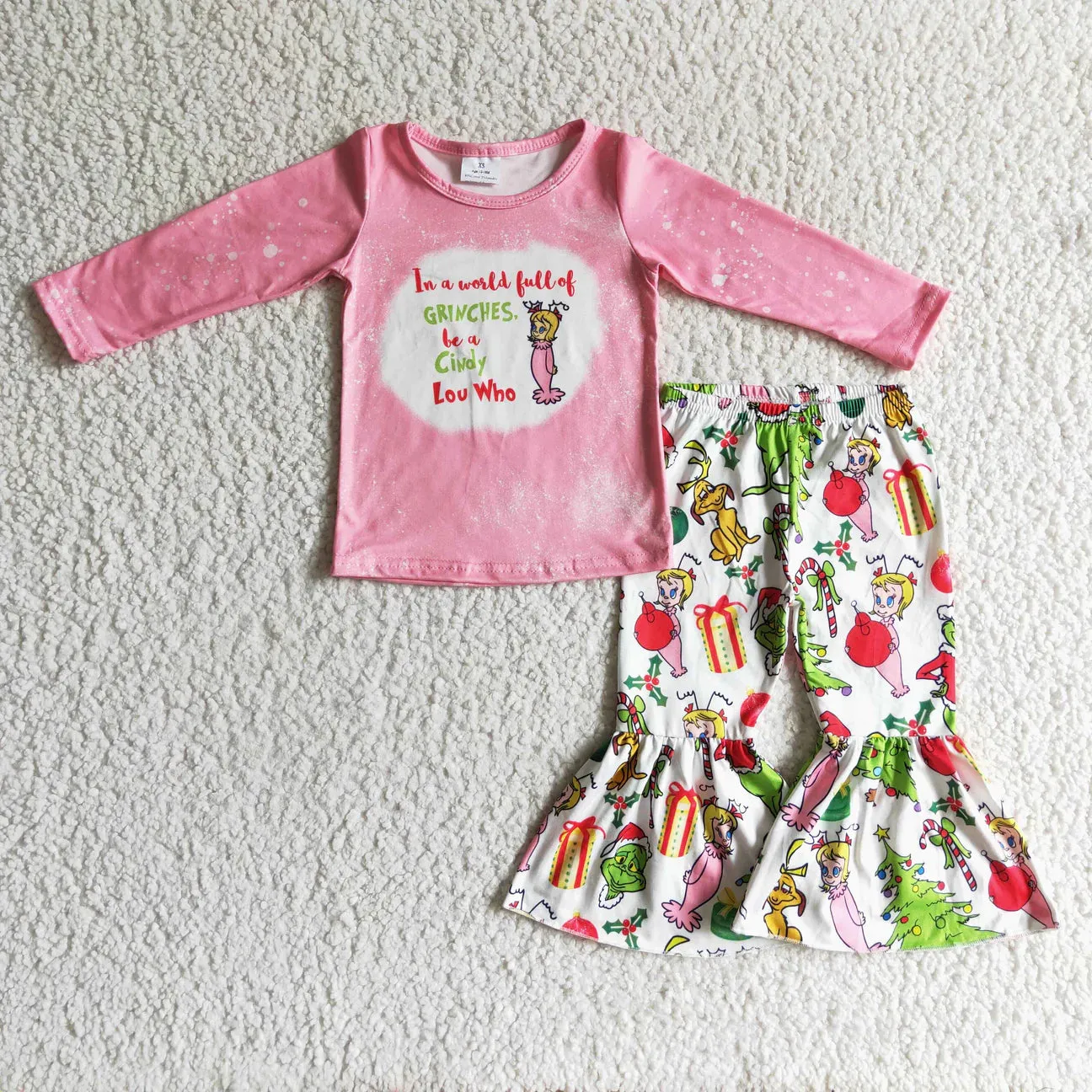 Christmas Cindy Pink Cartoon Pant Set
