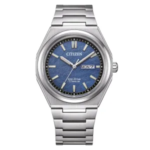 Citizen AW0130-85LE AW0130 AW0130-85L Zenshin Blue Dial Eco-Drive Super Titanium Mens Watch