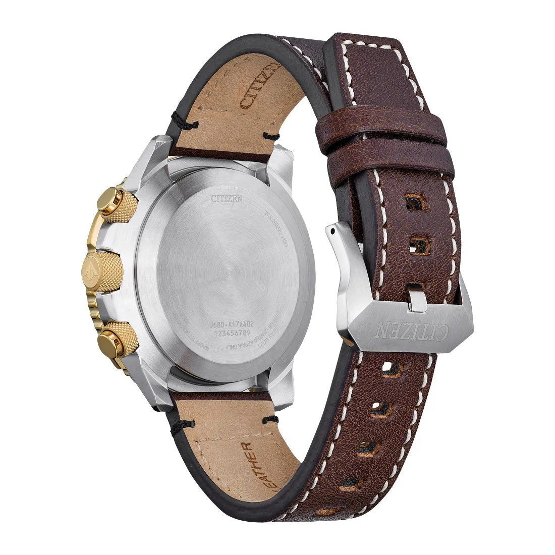 Citizen Promaster Skyhawk A-T Mens Eco Drive Two Tone Brown Leather Strap Watch